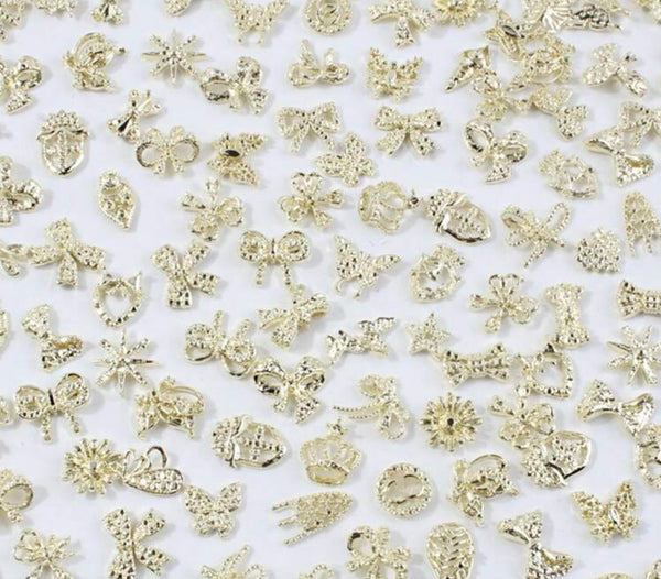50 pc Gold Bow mixed Charms
