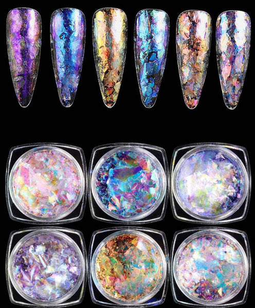 6 pc Opal Chrome Flakes