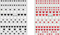 Black, White and Red Heart stickers 2 pc