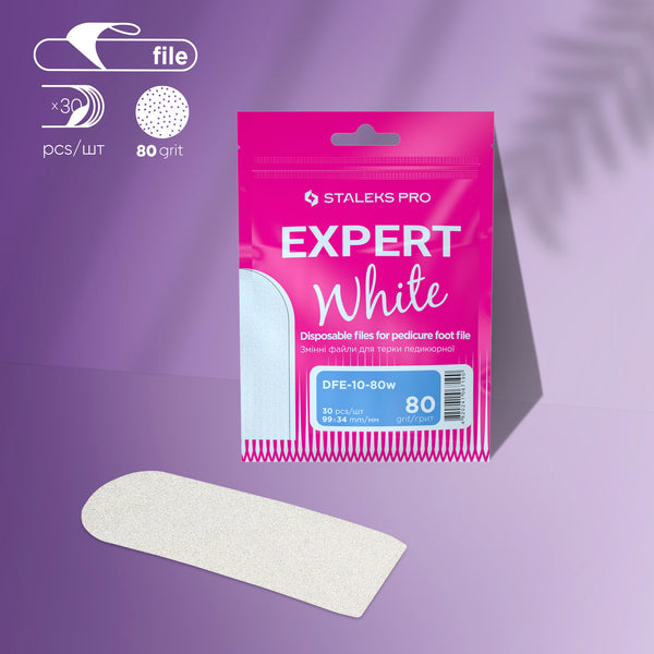 Disposable white files for pedicure grater EXPERT 10 (30 pcs)
