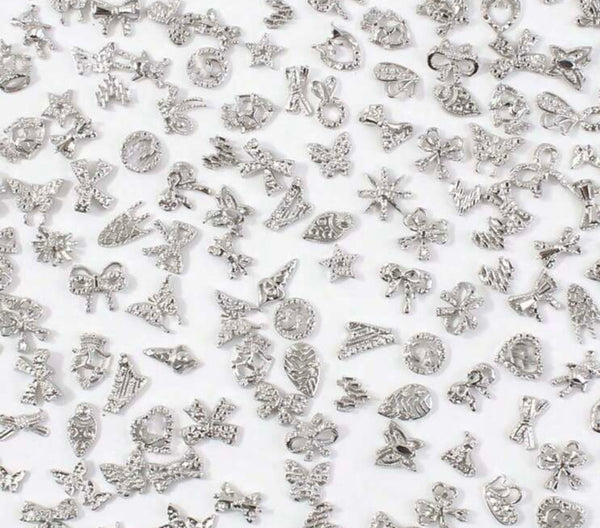 50 pc Silver Bow mixed Charms