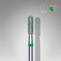 Diamond nail drill bit rounded cylinder green head EXPERT diameter 2,3 mm / working part 8 mm