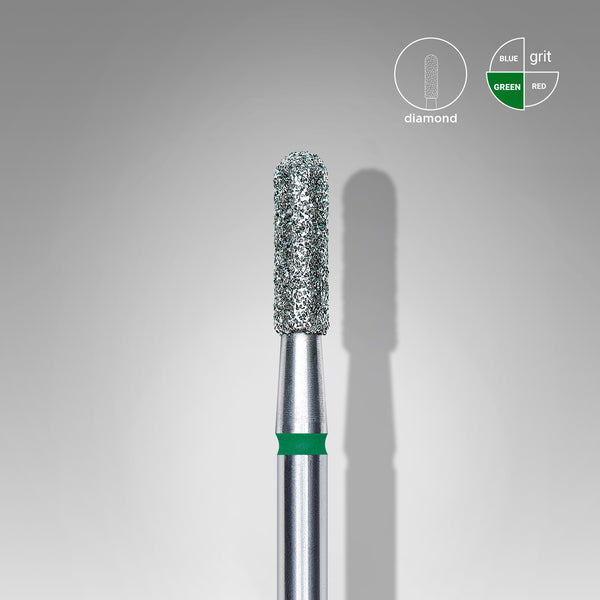 Diamond nail drill bit rounded cylinder green head EXPERT diameter 2,3 mm / working part 8 mm