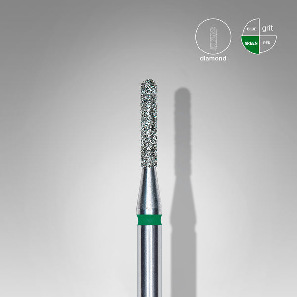 Diamond nail drill bit rounded cylinder green head EXPERT diameter 1,4 mm / working part 8 mm