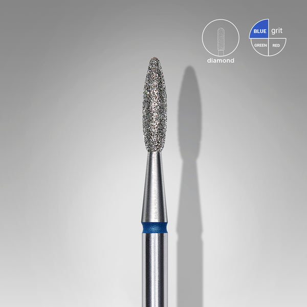 Diamond nail drill bit flame blue head EXPERT diameter 2,1 mm / working part 8 mm