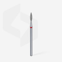 Diamond nail drill bit pointed flame red EXPERT head diameter 2,1 mm / working part 8 mm