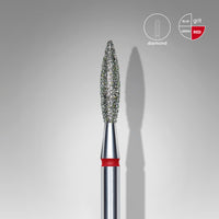 Diamond nail drill bit flame red head EXPERT diameter 2,3mm / working part 10 mm