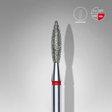 Diamond nail drill bit flame red head EXPERT diameter 2,3mm / working part 10 mm