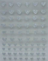 Silver Glitter Hearts Nail Stickers